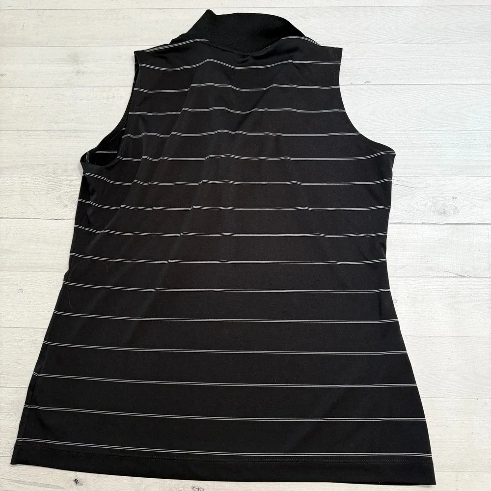 Nike Golf women's sleeveless polo shirt‎ black and white stripes large